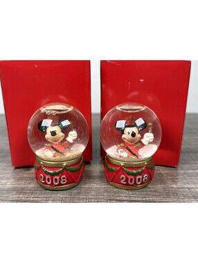 Disney Mickey Mouse 2008 Christmas Snow Globe JCPenney Exclusive Lot of 2